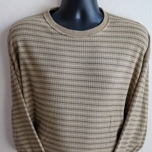 Vintage Chaps Ralph Lauren Men's XL Long Sleeve Striped Waffle Knit T-Shirt 90s